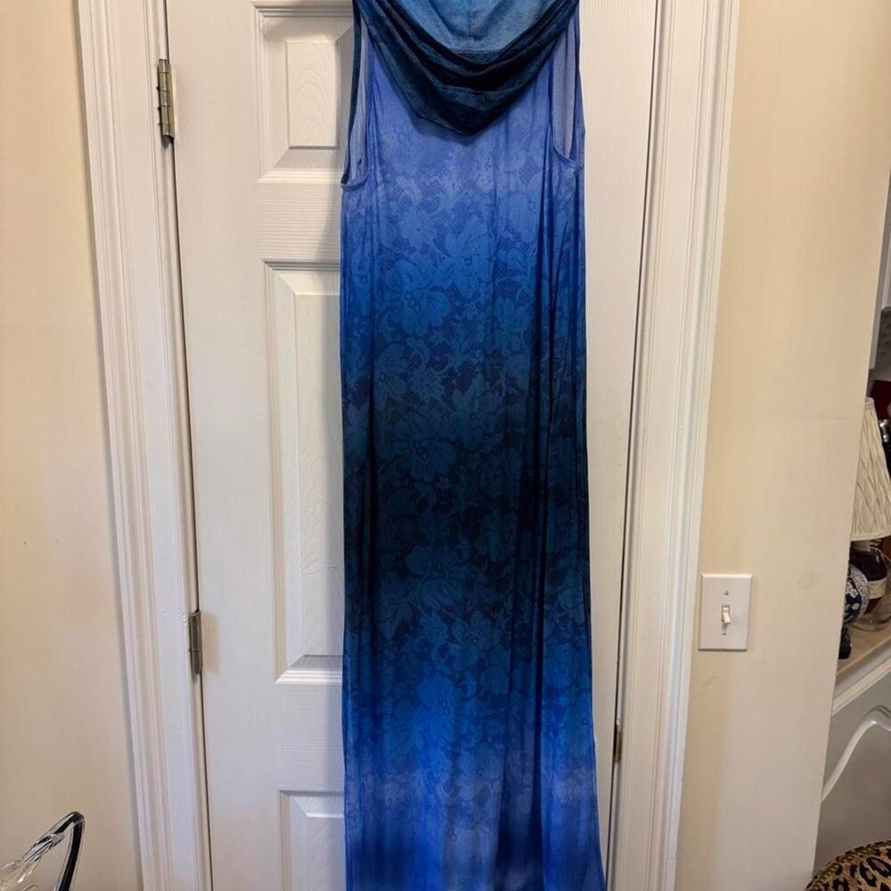 NWOT A Pea in the Pod blue ombre maxi dress with floral pattern